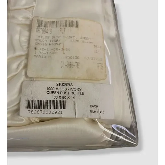 $1130 Sferra Ivory Milos Queen Solid Sateen Dust Skirt 60x80x14